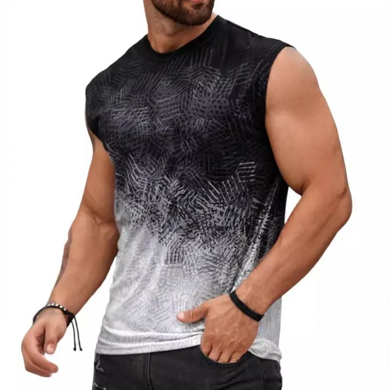 Men's Gradient Printed Round Neck Sleeveless Tank Top 57020849Z sold by Manly product image thumbnail 2