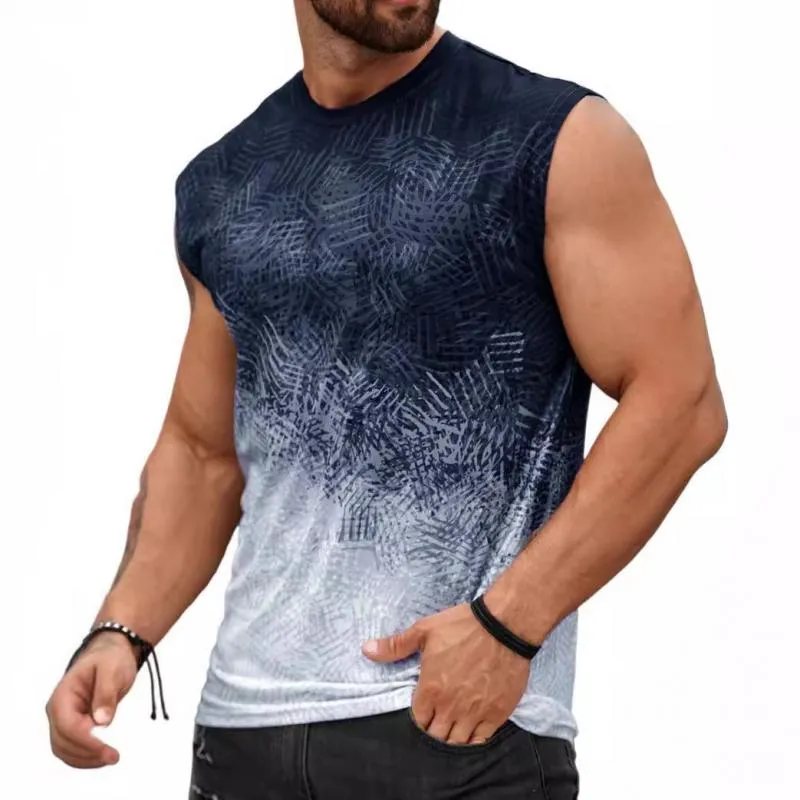 Men's Gradient Printed Round Neck Sleeveless Tank Top 57020849Z sold by Manly