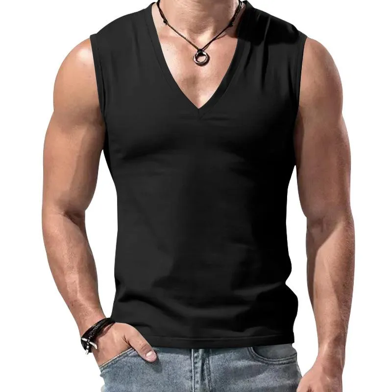Men's Solid Color Casual V-Neck Sports Tank Top 11494358X sold by Manly product image thumbnail 4