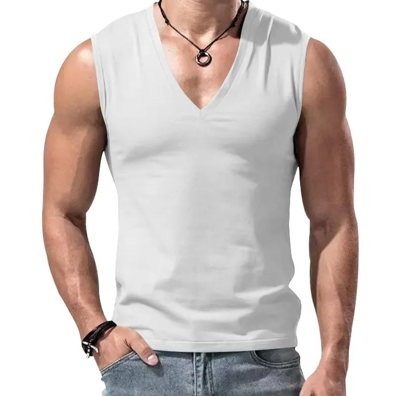 Men's Solid Color Casual V-Neck Sports Tank Top 11494358X sold by Manly product image thumbnail 2