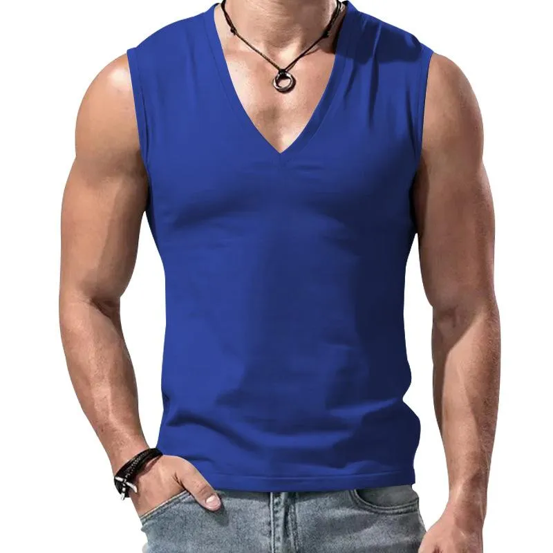 Men's Solid Color Casual V-Neck Sports Tank Top 11494358X sold by Manly product image thumbnail 3