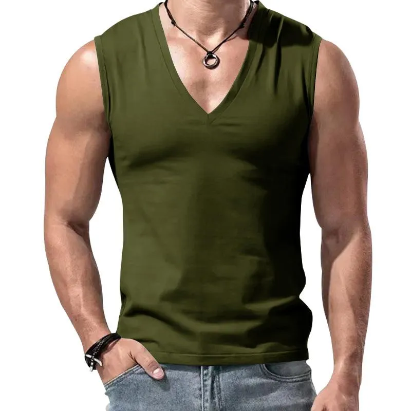 Men's Solid Color Casual V-Neck Sports Tank Top 11494358X sold by Manly product image thumbnail 5