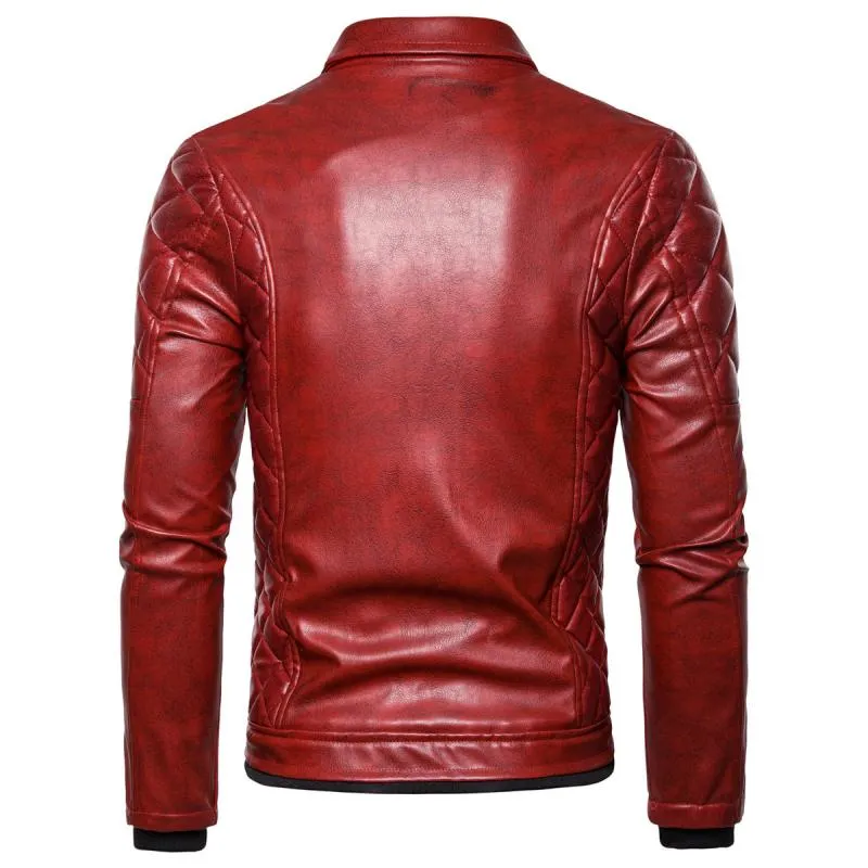Men's Vintage Fur Collar Zipper Panel Leather Jacket 84578852M sold by Manly product image thumbnail 4