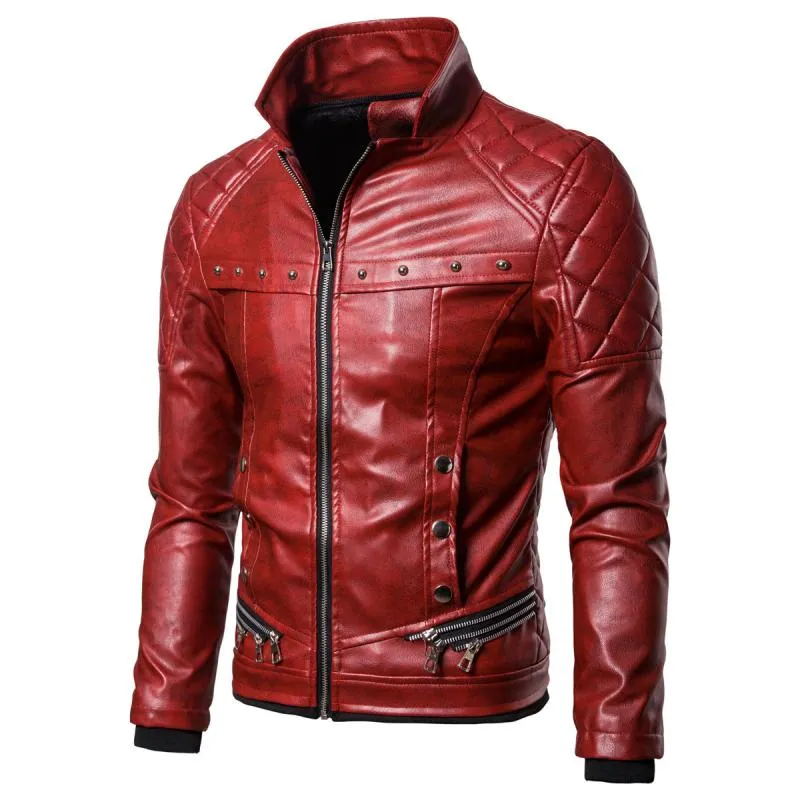Men's Vintage Fur Collar Zipper Panel Leather Jacket 84578852M sold by Manly product image thumbnail 3