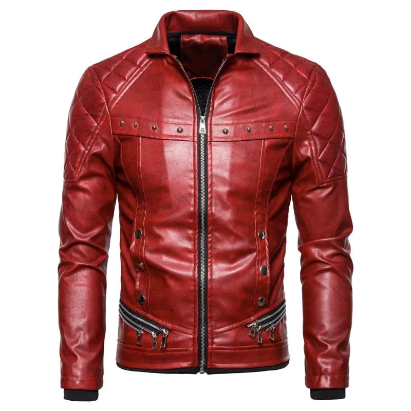 Men's Vintage Fur Collar Zipper Panel Leather Jacket 84578852M sold by Manly product image thumbnail 2