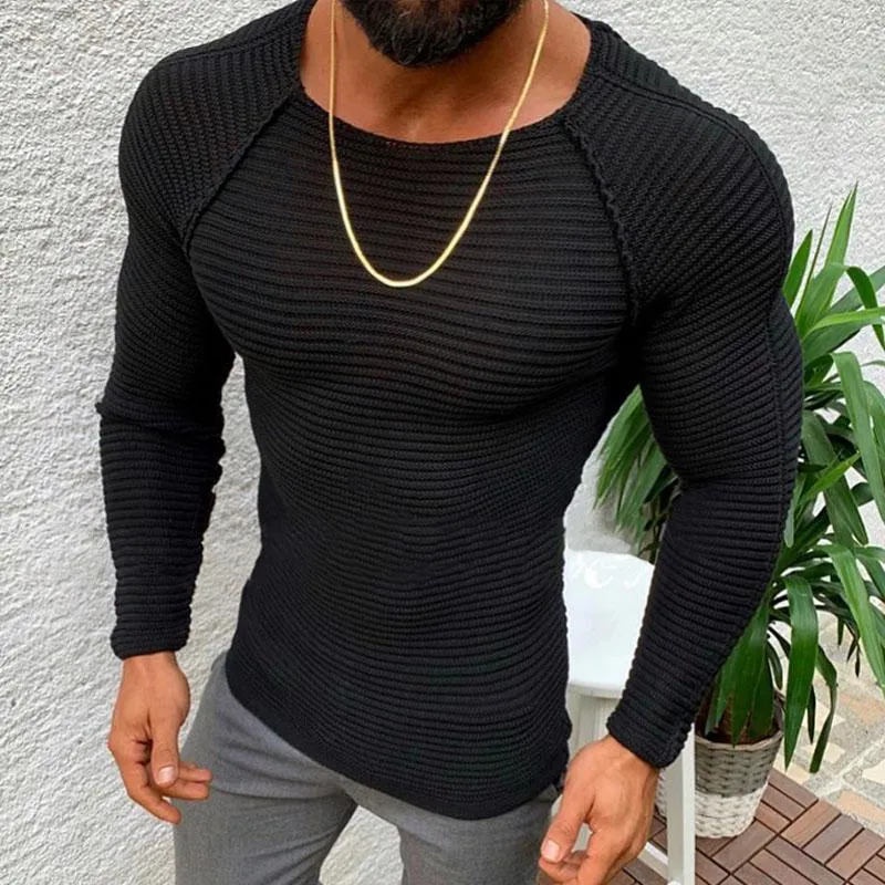 Men's Round Neck Slim Long Sleeve Knit Pullover Sweater 78864016M sold by Manly product image thumbnail 3