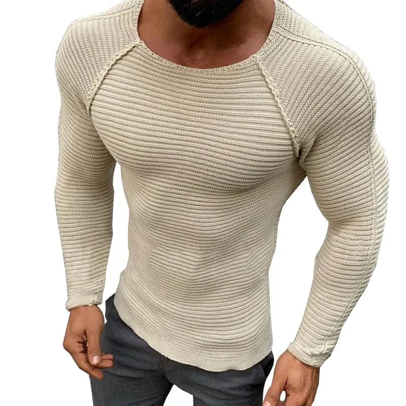 Men's Round Neck Slim Long Sleeve Knit Pullover Sweater 78864016M sold by Manly