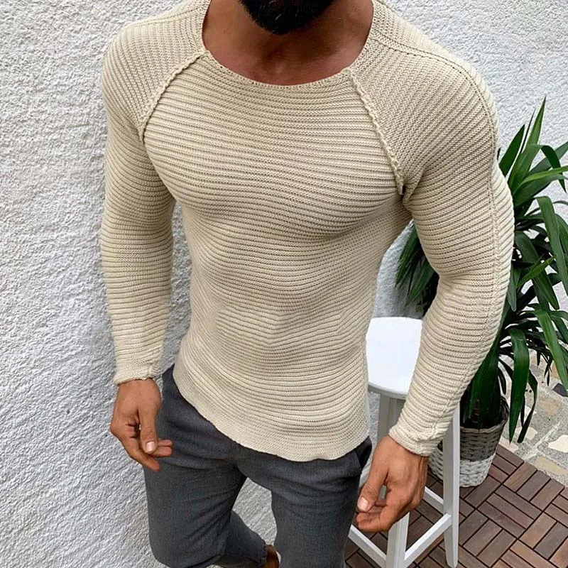 Men's Round Neck Slim Long Sleeve Knit Pullover Sweater 78864016M sold by Manly product image thumbnail 2