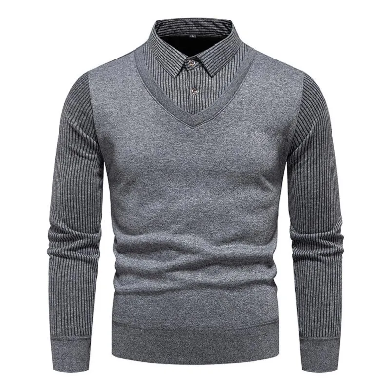 Men's Striped Shirt Collar Long Sleeve Casual Polo Shirt 93232409Z sold by Manly