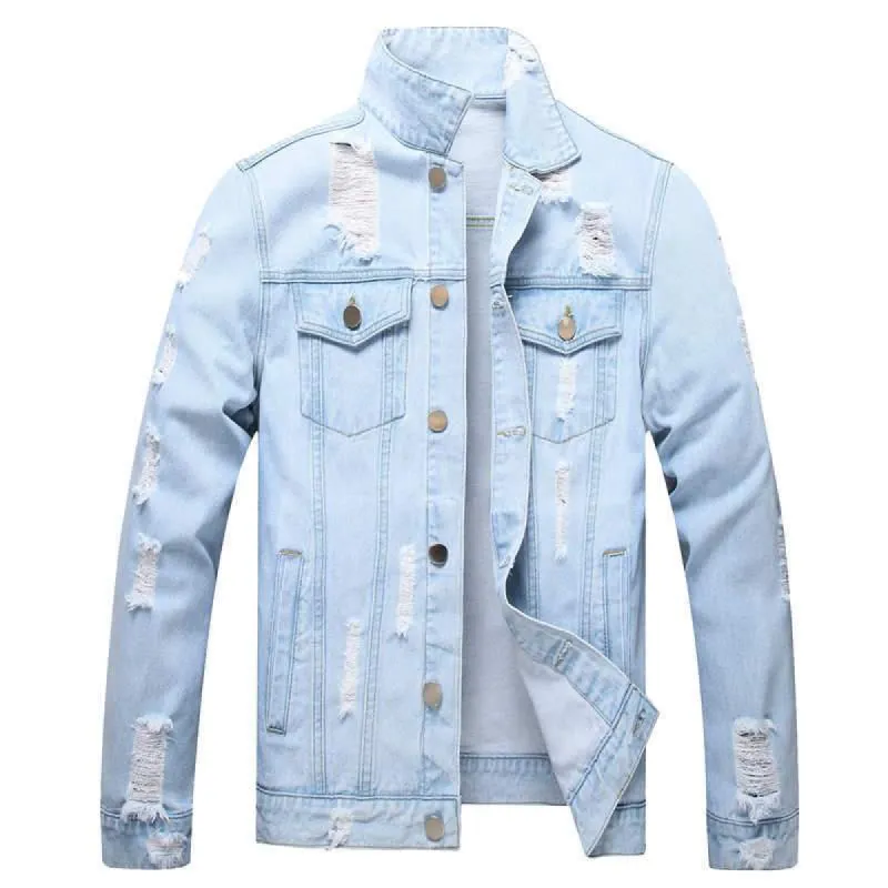 Men's Denim Loose Casual Washed Lapel Jacket 86443118X sold by Manly