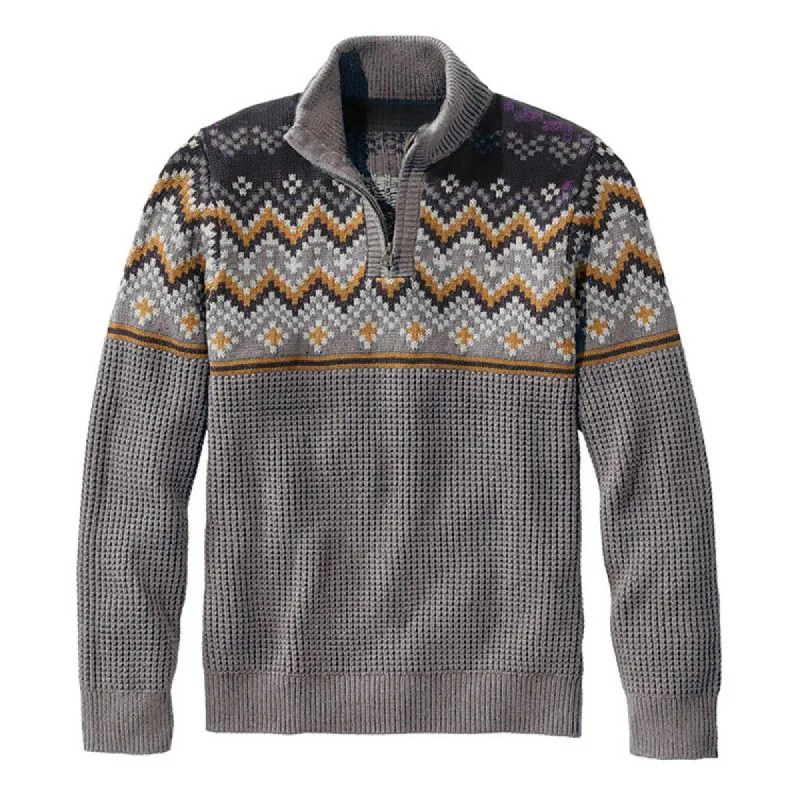 Men's Geometric Jacquard Stand Collar Long Sleeve Knit Sweater 97116452X sold by Manly