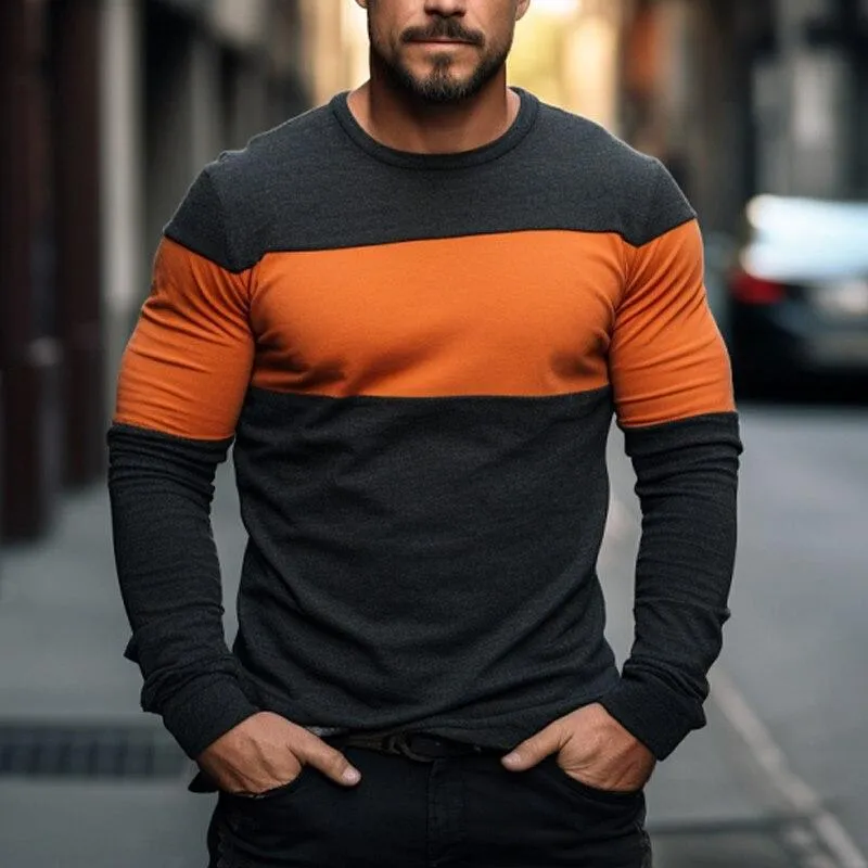 Men's Casual Color Block Print Long Sleeve T-Shirt 05439098Y sold by Manly product image thumbnail 3