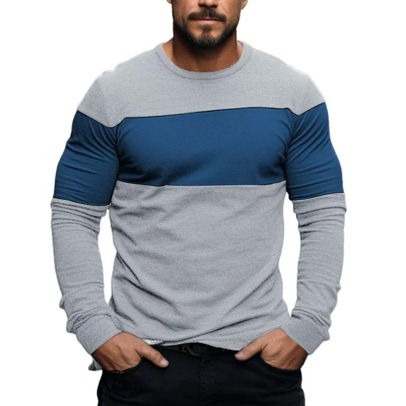 Men's Casual Color Block Print Long Sleeve T-Shirt 05439098Y sold by Manly