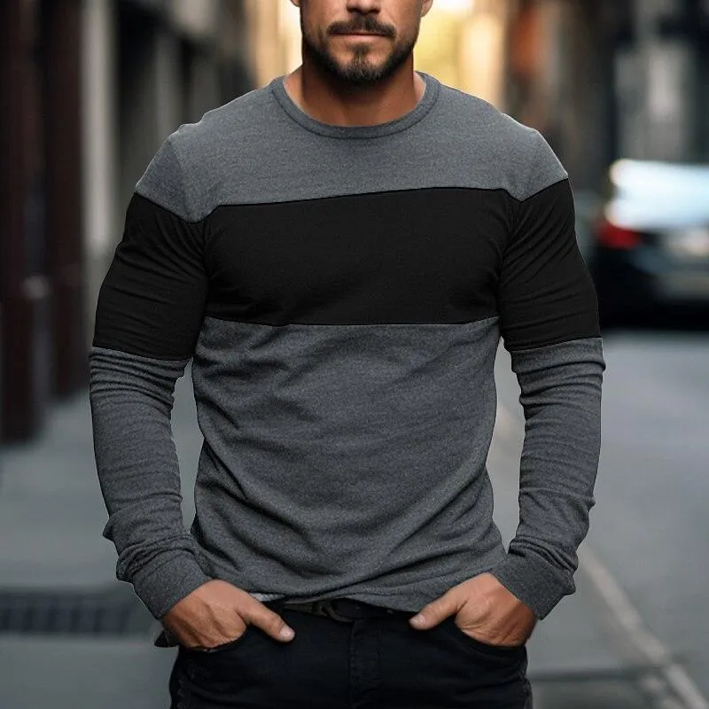 Men's Casual Color Block Print Long Sleeve T-Shirt 05439098Y sold by Manly product image thumbnail 2