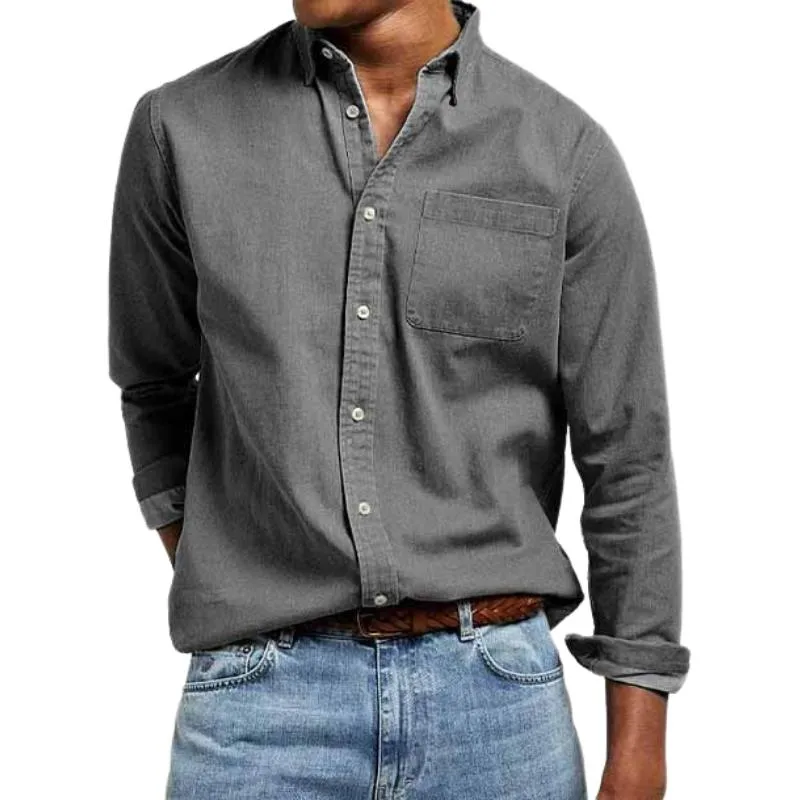 Men's Casual Cotton Linen Lapel Slim Fit Long Sleeve Shirt 05804197M sold by Manly product image thumbnail 2