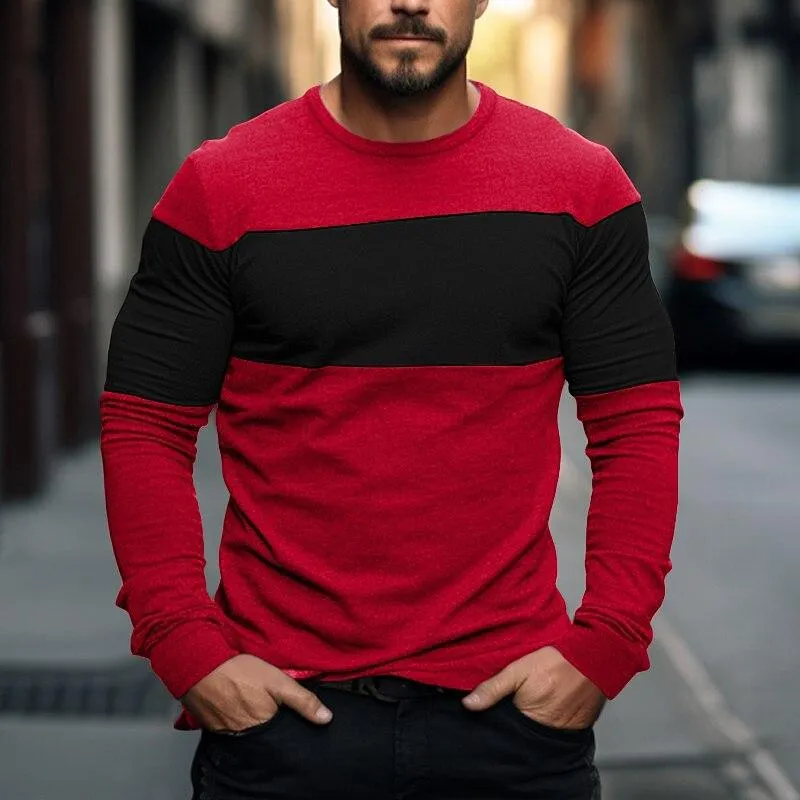 Men's Casual Color Block Print Long Sleeve T-Shirt 05439098Y sold by Manly product image thumbnail 4
