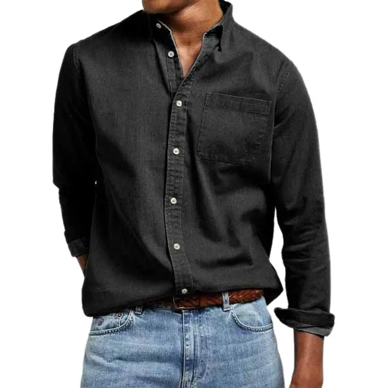 Men's Casual Cotton Linen Lapel Slim Fit Long Sleeve Shirt 05804197M sold by Manly