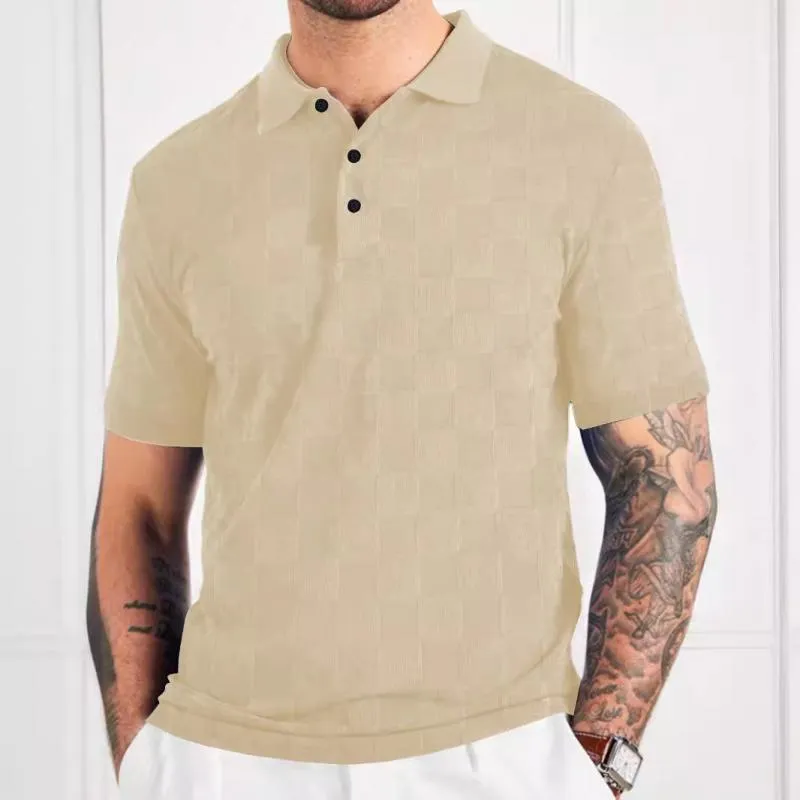 Men's Checkerboard Lapel Short Sleeve Polo Shirt 11258836Z sold by Manly product image thumbnail 5