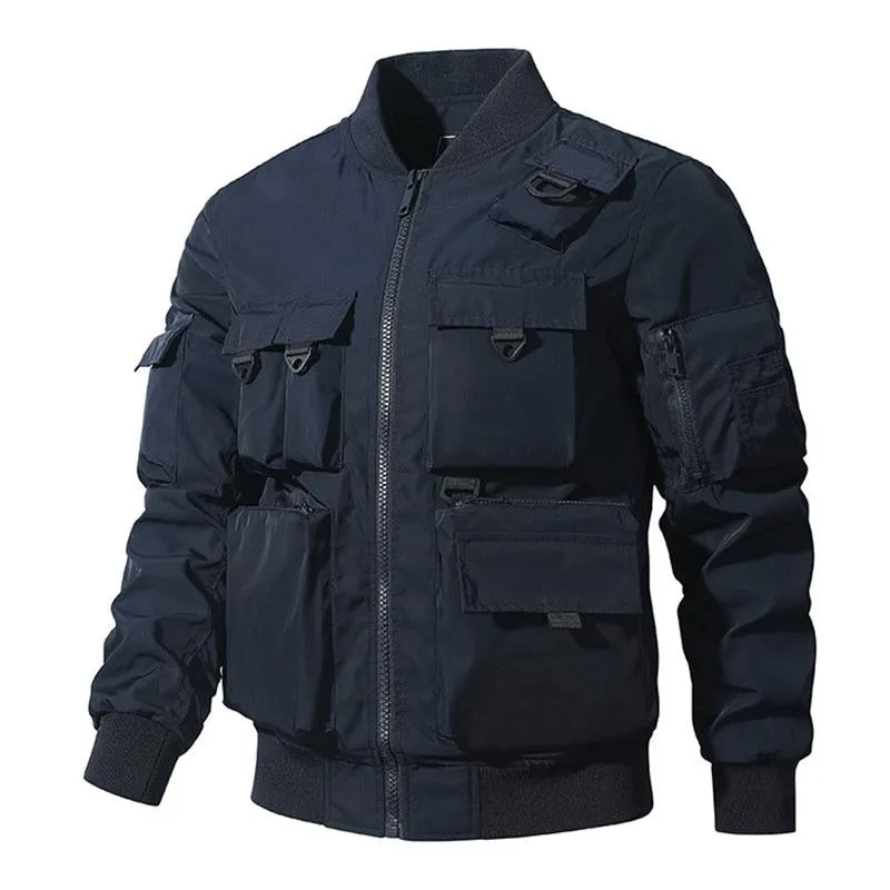 Men's Casual Thin Baseball Collar Multi-pocket Loose Bomber Jacket 93252478M sold by Manly product image thumbnail 2