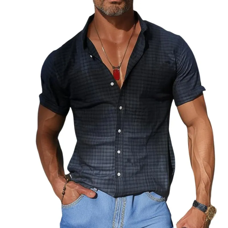 Men's Casual Plaid Short-sleeved Shirt 14898459TO sold by Manly