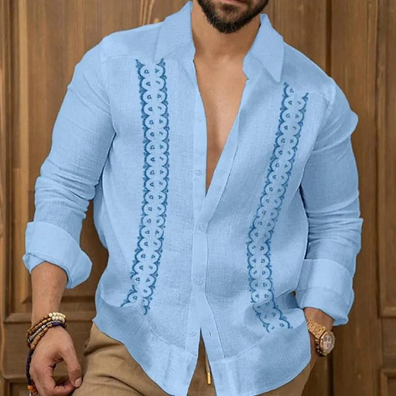 Men's Printed Beach Lapel Long Sleeve Shirt 37751703X sold by Manly product image thumbnail 5