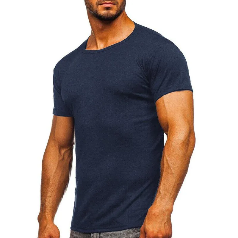 Men's Simple Solid Color Round Neck Short Sleeve T-Shirt 87937934Y made by Manly