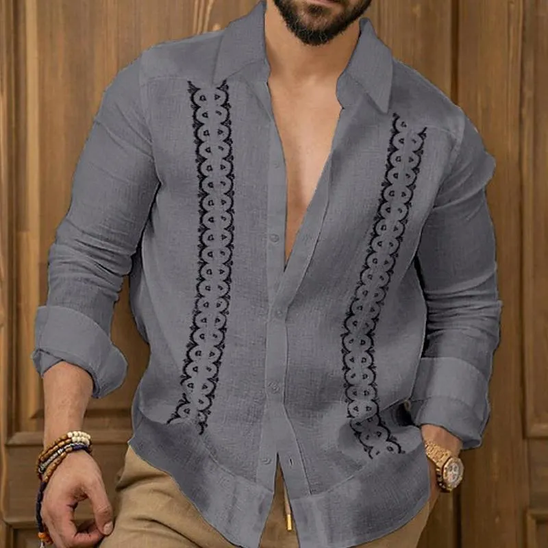 Men's Printed Beach Lapel Long Sleeve Shirt 37751703X sold by Manly product image thumbnail 2