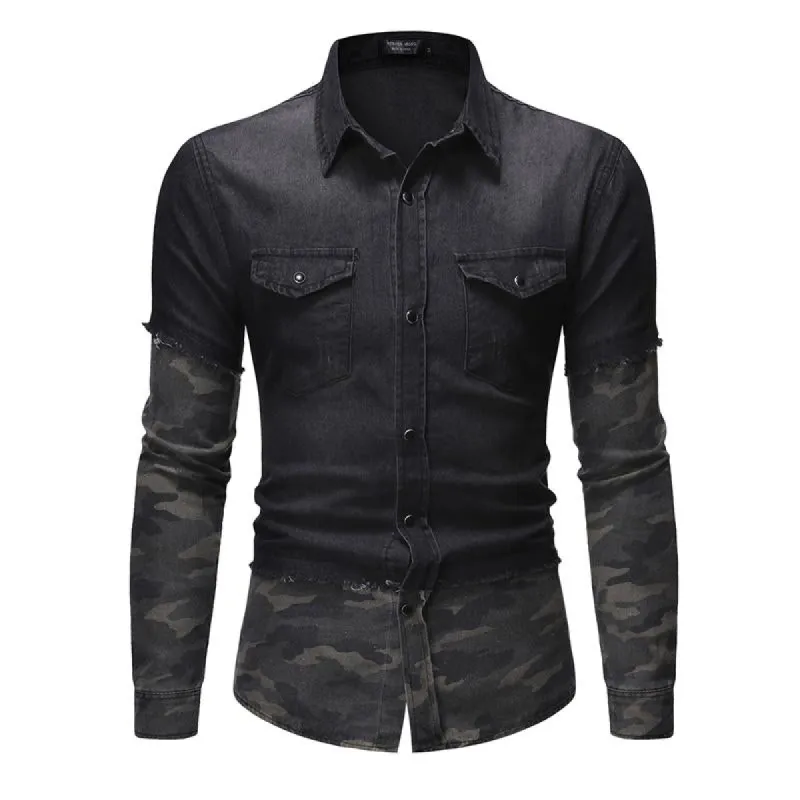 Men's Vintage Washed Denim Long Sleeve Shirt 87323555X sold by Manly