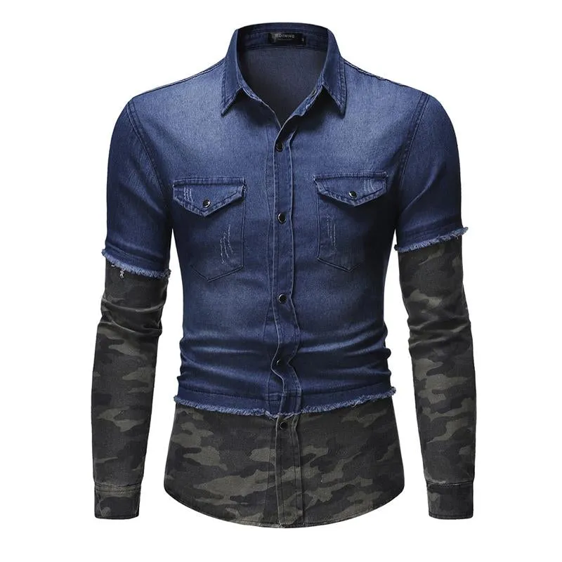 Men's Vintage Washed Denim Long Sleeve Shirt 87323555X sold by Manly product image thumbnail 2