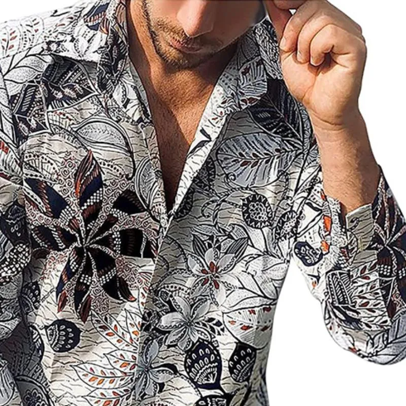 Men's Casual Lapel Floral Print Long Sleeve Shirt 50294807TO sold by Manly product image thumbnail 2