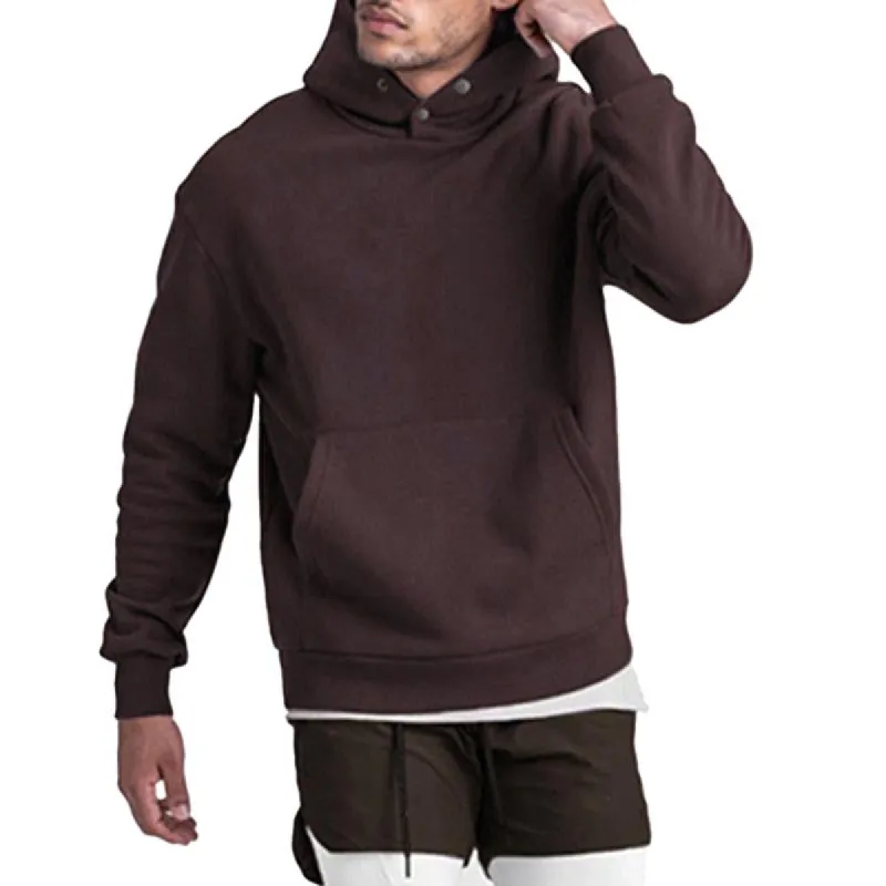 Men's Casual Sports Loose Solid Color Fleece Long Sleeve Hoodie 50985779M sold by Manly
