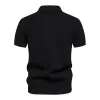 Men's Casual Striped Lapel Short Sleeve Breathable Knitted Polo Shirt 91217831M sold by Manly