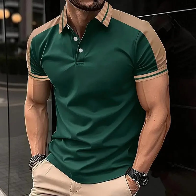 Men's Colorblock Lapel Short Sleeve Polo Shirt 80452741Z sold by Manly product image thumbnail 2