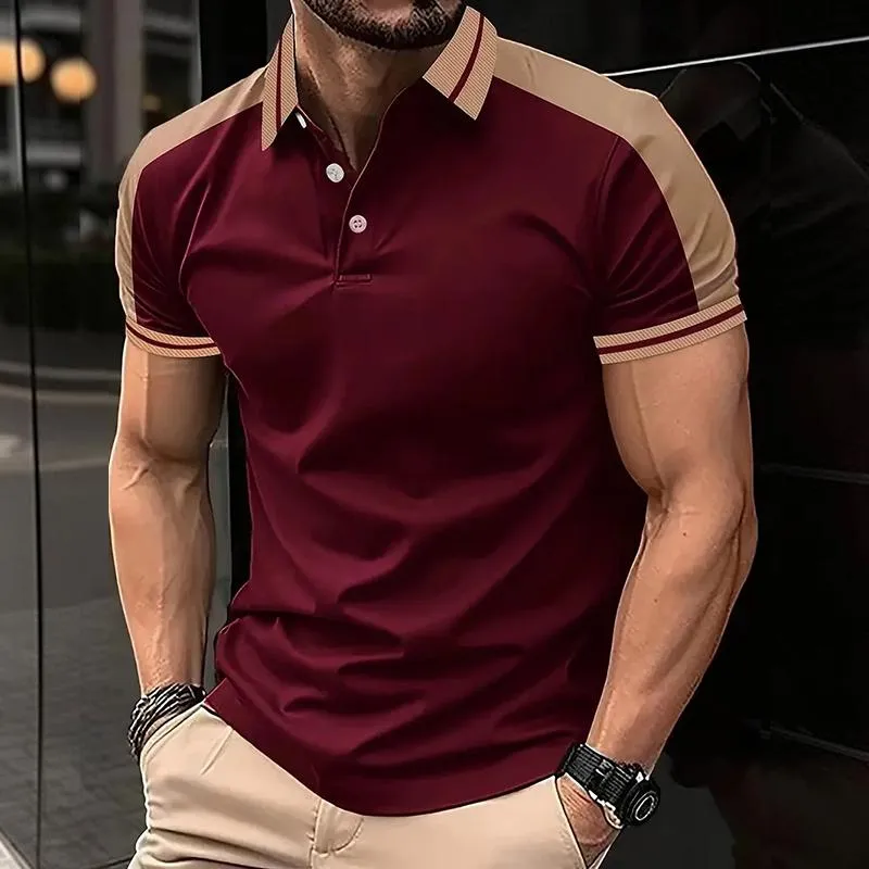 Men's Colorblock Lapel Short Sleeve Polo Shirt 80452741Z sold by Manly product image thumbnail 4