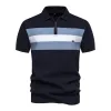 Men's Casual Striped Lapel Short Sleeve Breathable Knitted Polo Shirt 91217831M sold by Manly