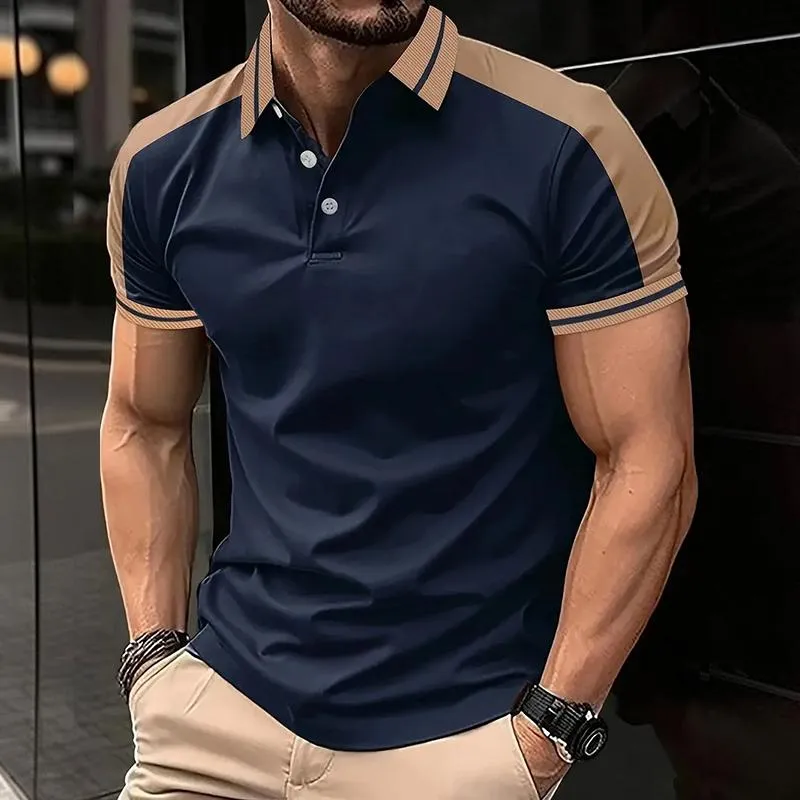 Men's Colorblock Lapel Short Sleeve Polo Shirt 80452741Z sold by Manly product image thumbnail 5