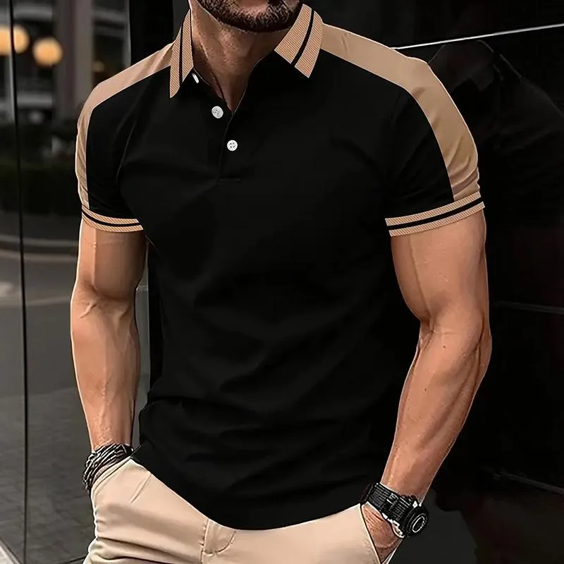 Men's Colorblock Lapel Short Sleeve Polo Shirt 80452741Z sold by Manly product image thumbnail 3