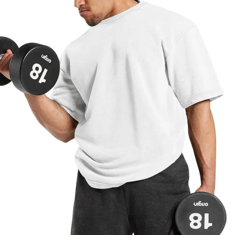 Men's Solid Loose Round Neck Short Sleeve Fitness Sports T-shirt 05575966Z sold by Manly