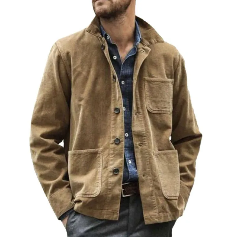 Men's Vintage Cotton Multi Pocket Lapel Long Sleeve Workwear Jacket 32788666M sold by Manly