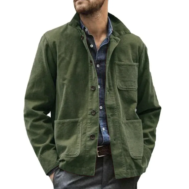 Men's Vintage Cotton Multi Pocket Lapel Long Sleeve Workwear Jacket 32788666M sold by Manly product image thumbnail 3