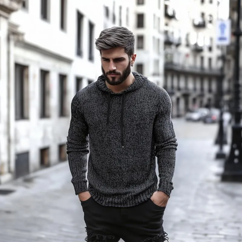 Men's Casual Pile Collar Slim Fit Knitted Pullover Sweater 98363136M sold by Manly product image thumbnail 4