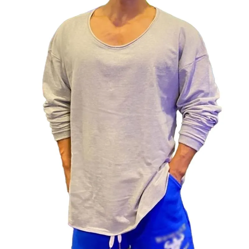 Men's Casual Solid Color Round Neck Loose Sports Sweatshirt 42535926M sold by Manly