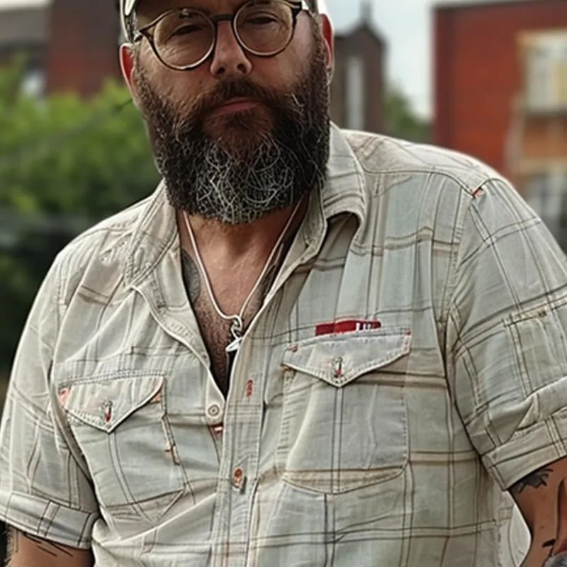 Men's Retro Print Plaid Lapel Short Sleeve Shirt 95150410X sold by Manly product image thumbnail 2