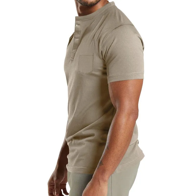 Men's Solid Henley Neck Chest Pocket Short Sleeve T-Shirt 37512367Y sold by Manly product image thumbnail 5