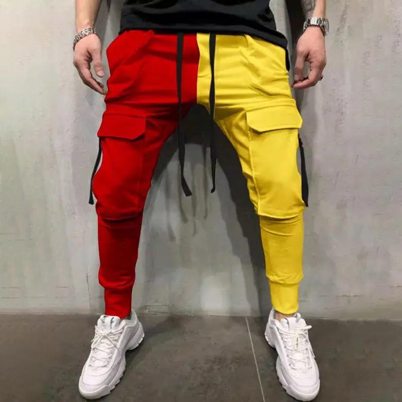 Men's Color Block Multi-pocket Elastic Waist Cargo Pants 43115055Z sold by Manly product image thumbnail 5