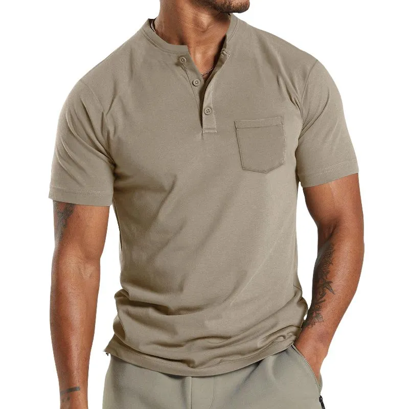 Men's Solid Henley Neck Chest Pocket Short Sleeve T-Shirt 37512367Y sold by Manly product image thumbnail 4