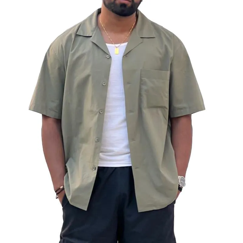 Men's Casual Solid Color Simple Lapel Short-sleeved Shirt 55839883TO sold by Manly