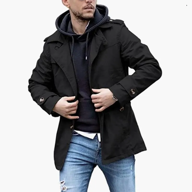Men's Lapel Single Breasted Mid-length Casual Trench Coat 33022597Z sold by Manly product image thumbnail 2
