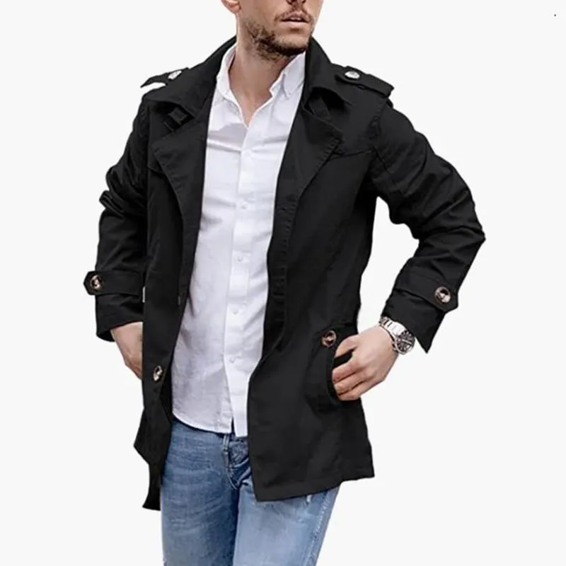 Men's Lapel Single Breasted Mid-length Casual Trench Coat 33022597Z sold by Manly product image thumbnail 5