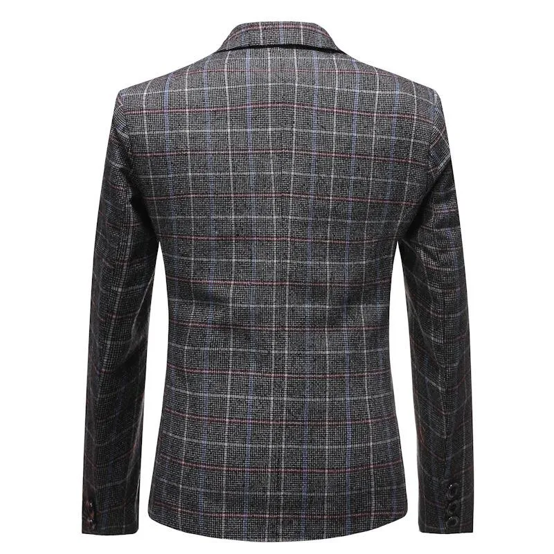 Men's Business Check Lapel Long Sleeve Blazer 68348878Y sold by Manly product image thumbnail 4